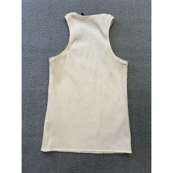 Theory Women's Small Petite Cream White Ribbed Tank Top Samek Belsay Sleeveless - Picture 2 of 13